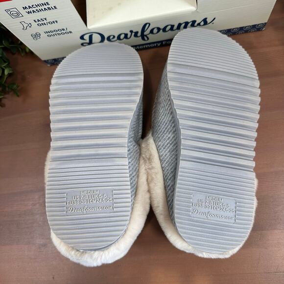 Dearfoams Women’s Memory Foam Grey Slippers Size M (7-8) - Picture 5 of 5